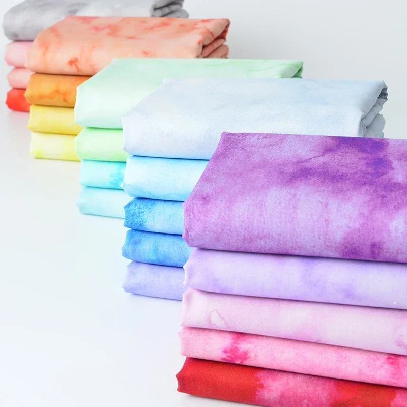 Cotton Tie-Dye Fabric Ink Smudge Gradient Fabrics for Sewing Dress Clothing Background Decoration Tie Dye Style Print Cloth 50cm