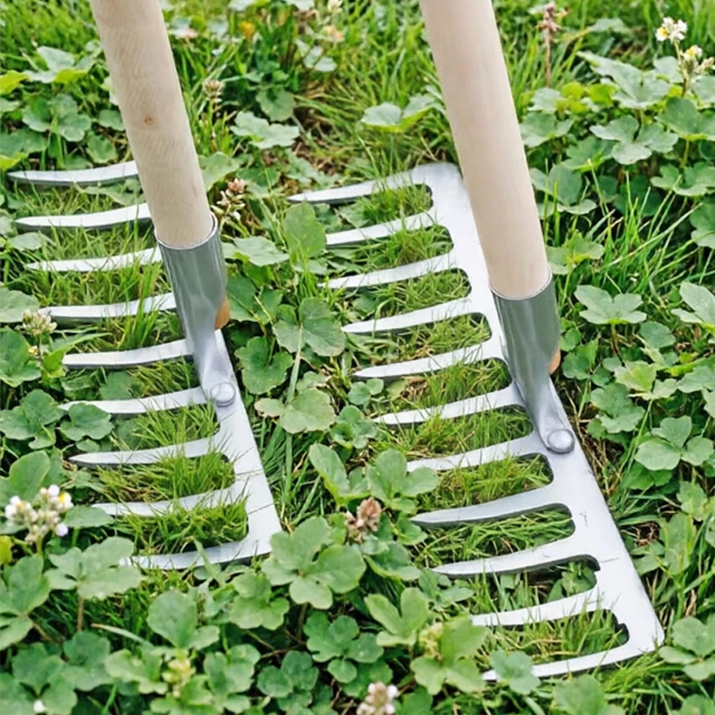 

1Pc Thickened Agricultural Tool Nail Rake 5/7/11 Tine Tooth Rake Multi-Functional Manganese Steel Scraper Iron Rake For Farm Use