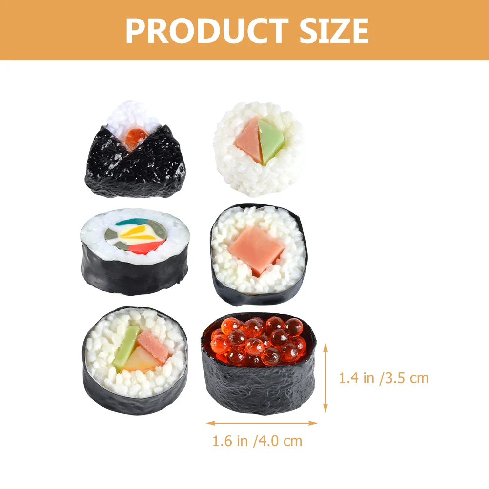 6 Pcs Simulation Sushi Fake Japanese Food Model Realistic Prop Fudge Artificial