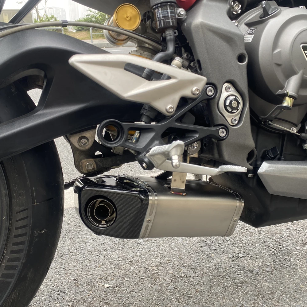 Rura wydechowa motocykla Street Triple 765 S R RS Wysokiej jakości bezstratna instalacja z włókna węglowego Tłumik końcowy Rura łącząca