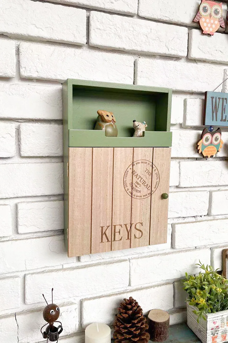 Countryside Small Fresh Multi-functional Key Box Wall Mounted Household Wall Decoration Practical Wall Decoration Key Hanging