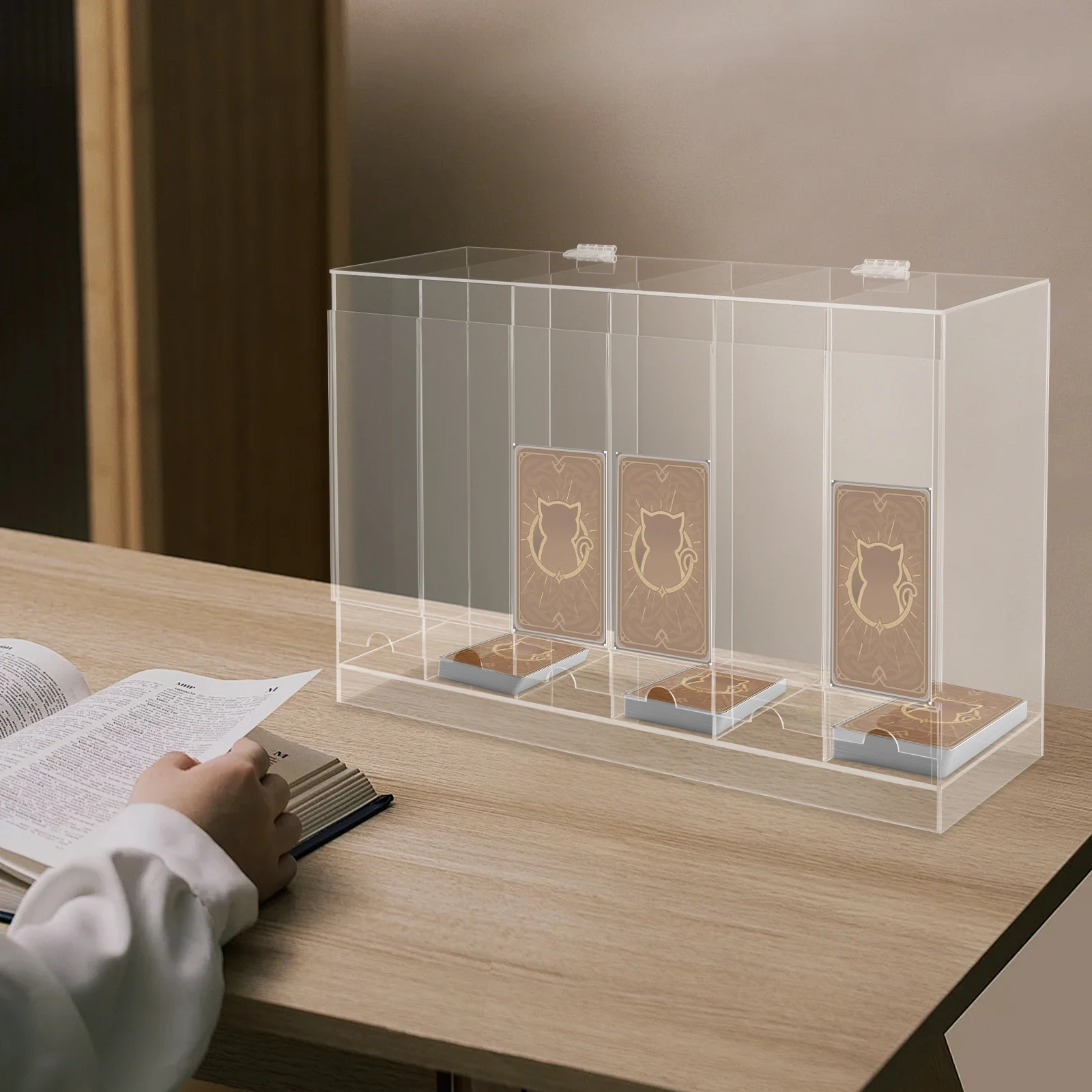 6 فتحات من الأكريليك الداعم حزمة موزع بطاقة حزمة موزع مع غطاء منظم TCG قابل للتكديس لحزم بطاقات التداول حزمة معززة #3