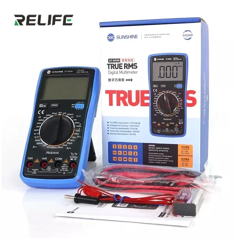 SUNSHINE DT-890N Digital Multimeter Transistor Capacitance AC/DC Voltage and Current Measurement Tester