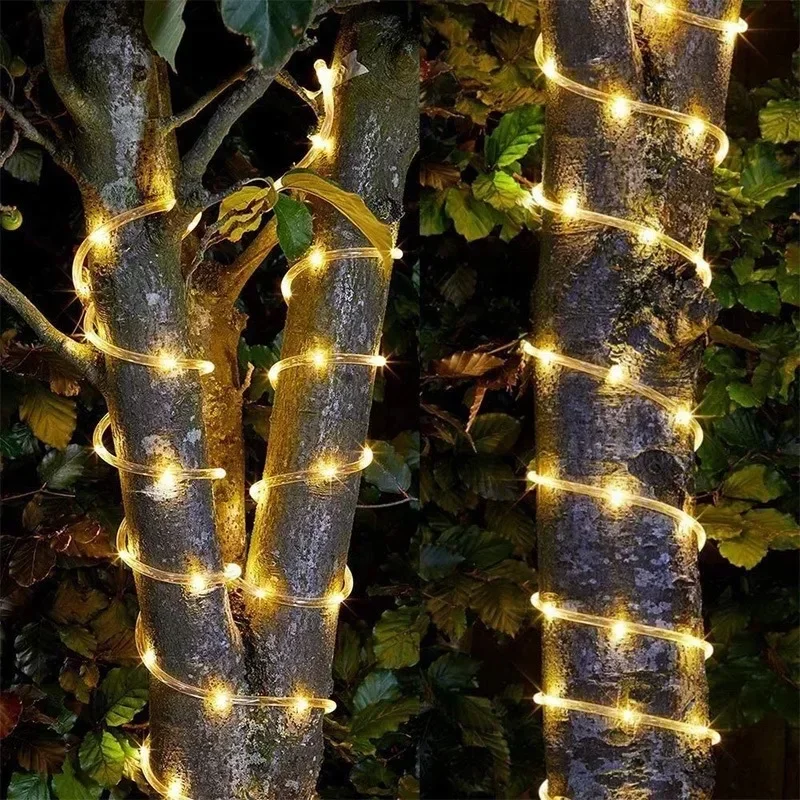 Imagem -02 - Outdoor Solar Rope Tube Led Light Fairy String Light Jardim Decoração de Natal Festa de Casamento 32m 22m 12m 7m