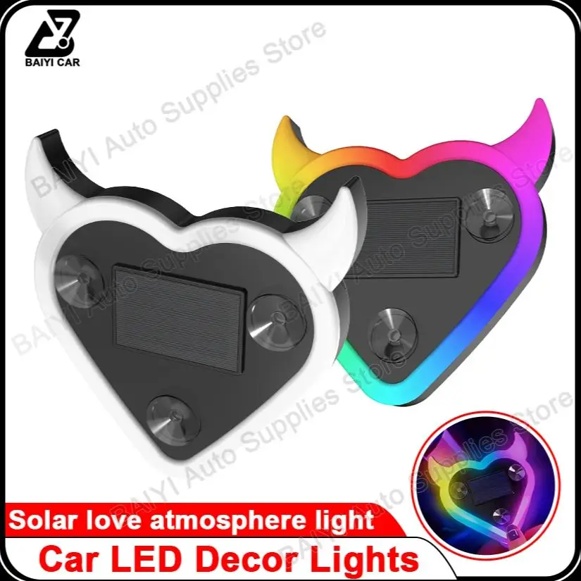 Car window stickers, LED solar rechargeable car decorative lights, Interesting car atmosphere lights, Car interior accessories