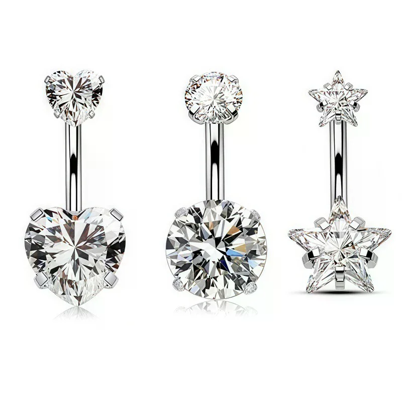 Sexy Belly Navel Piercing Stainless Steel Fashion Heart Belly Button Ring For Women Girls Belly Piercing Ring Body Jewelry