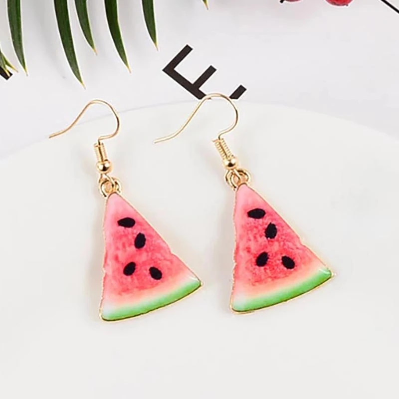 Korea New Cute Fruit Lady Earrings Strawberry Pineapple Tomato Kiwi Orange Cucumber Dragon Apple Pineapple Girl Fruit Earrings