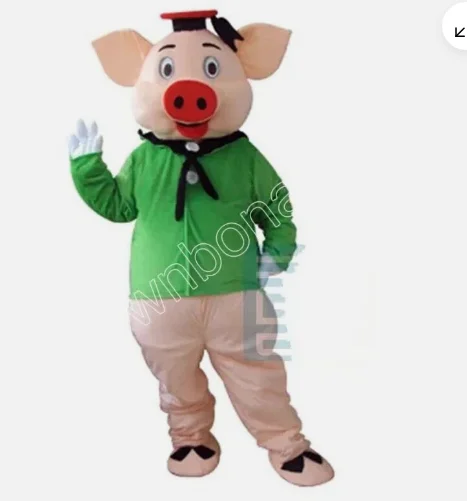 

2025 New Adult Hot Sale Foam Cute Blue Green Pig Cartoon Mascot Costume Plush Christmas Fancy Dress Halloween Mascot Costume