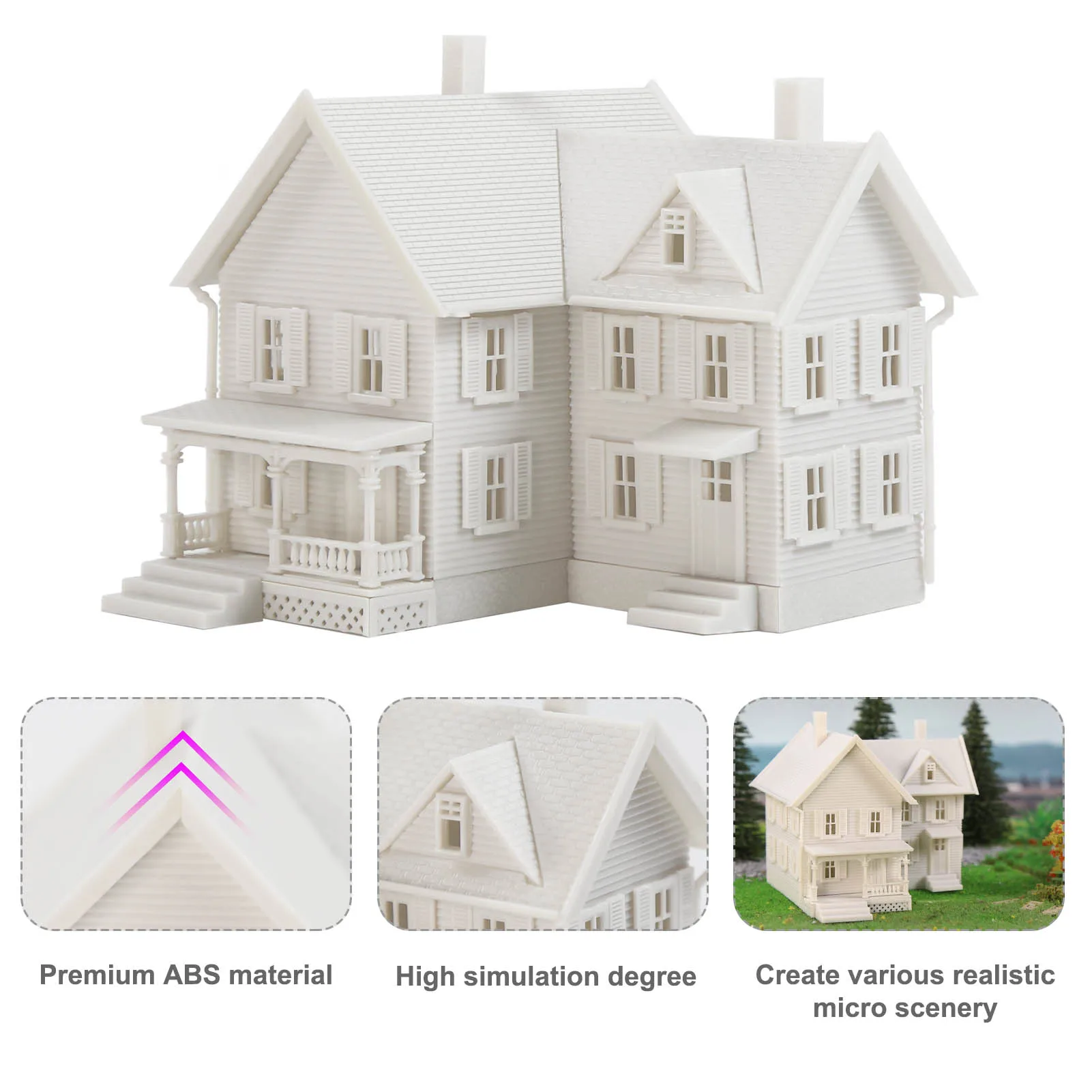 Evemodel N Scala 1:160 Modello Dwelling House Kit a due piani con portico smontato non verniciato JZN5885JJ