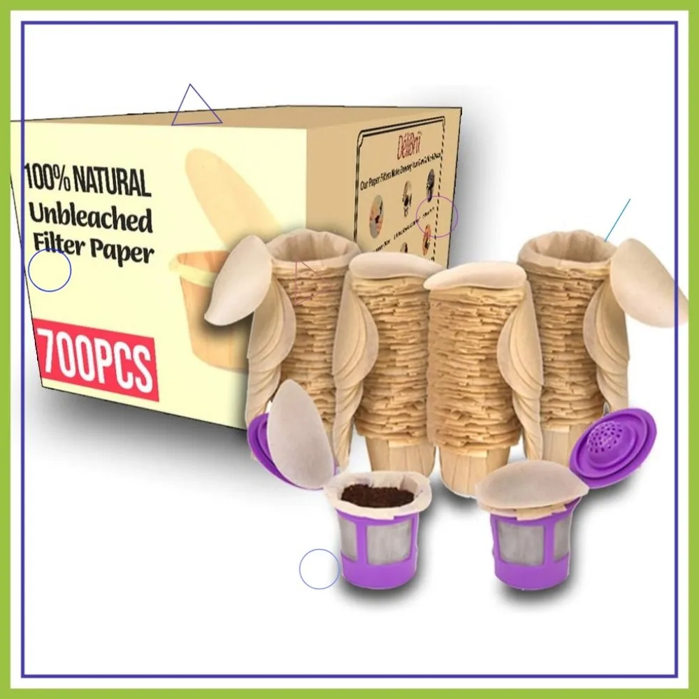 

Unbleached Paper Filters with Lid for Reusable K Cups (700/Box) - Fits All Brands, Compostable