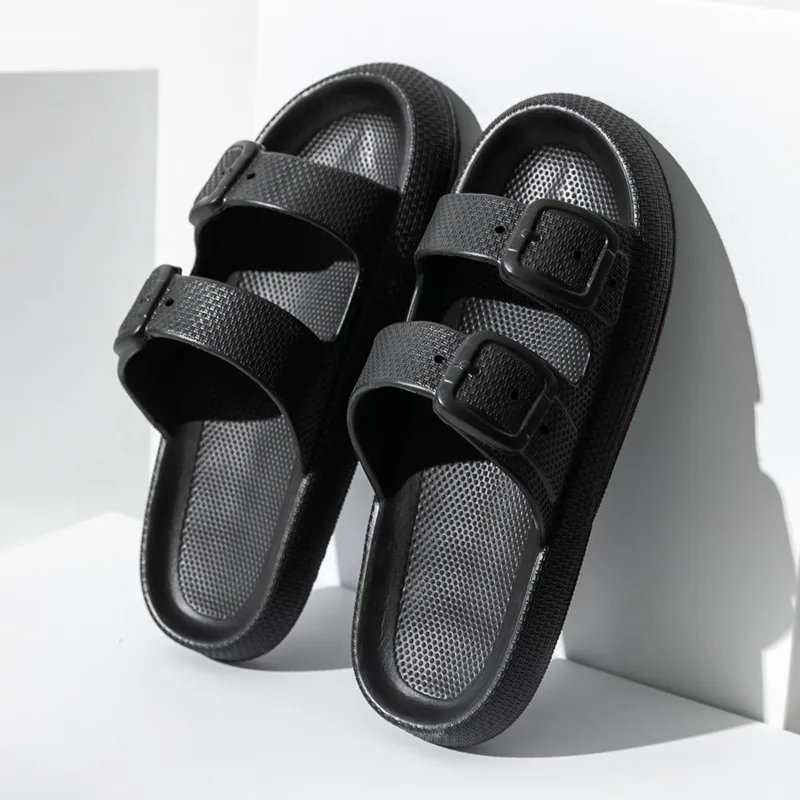 

Women Buckle Slippers Platform Shoes Household Couple Bathroom Non-Slip Slippers Cloud Slide Shower Massage Spa Beach Sandals