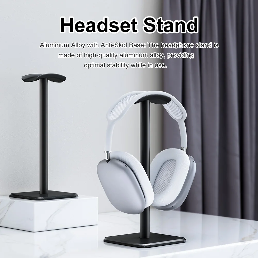 Aluminium Alloy Headset Support Stand Anti-Skid Base Space Saving Desktop Organizer Earphone Mount Hanger Headphone Bracket