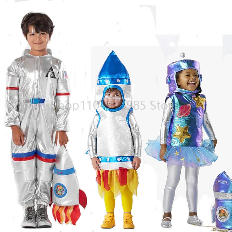 

Unisex Children Girls Astronaut Jumpsuit Fancy Dress Up Boys Robot Costume Toddler 3D Rocket Halloween Costume 2025