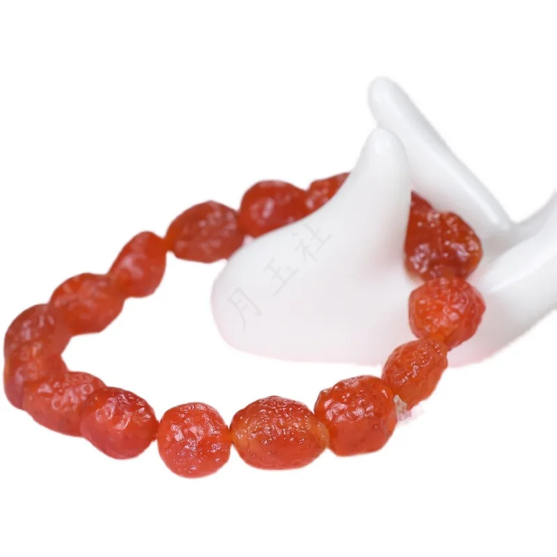 Natural Alashan Gobi Agate Raw Stone , Raisin Sugar Heart Multicolor Bead , Colorful Jade Bracelet for Men and W