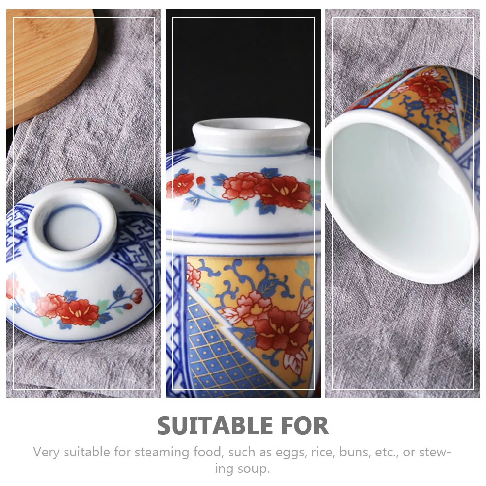

Ceramic Stew Bowl 1Pcs Steaming Cup Small Soup Pot Kitchen Supply Attractive Design Lid Moisture Locking Gift for Cooks