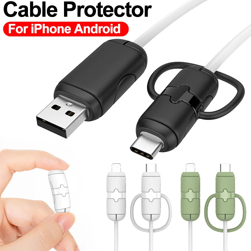 Cable Protector for iPhone ios 18/20W Charger Head Protector Type C Data Cable Line Case Cable Winder USB C Protection Cover