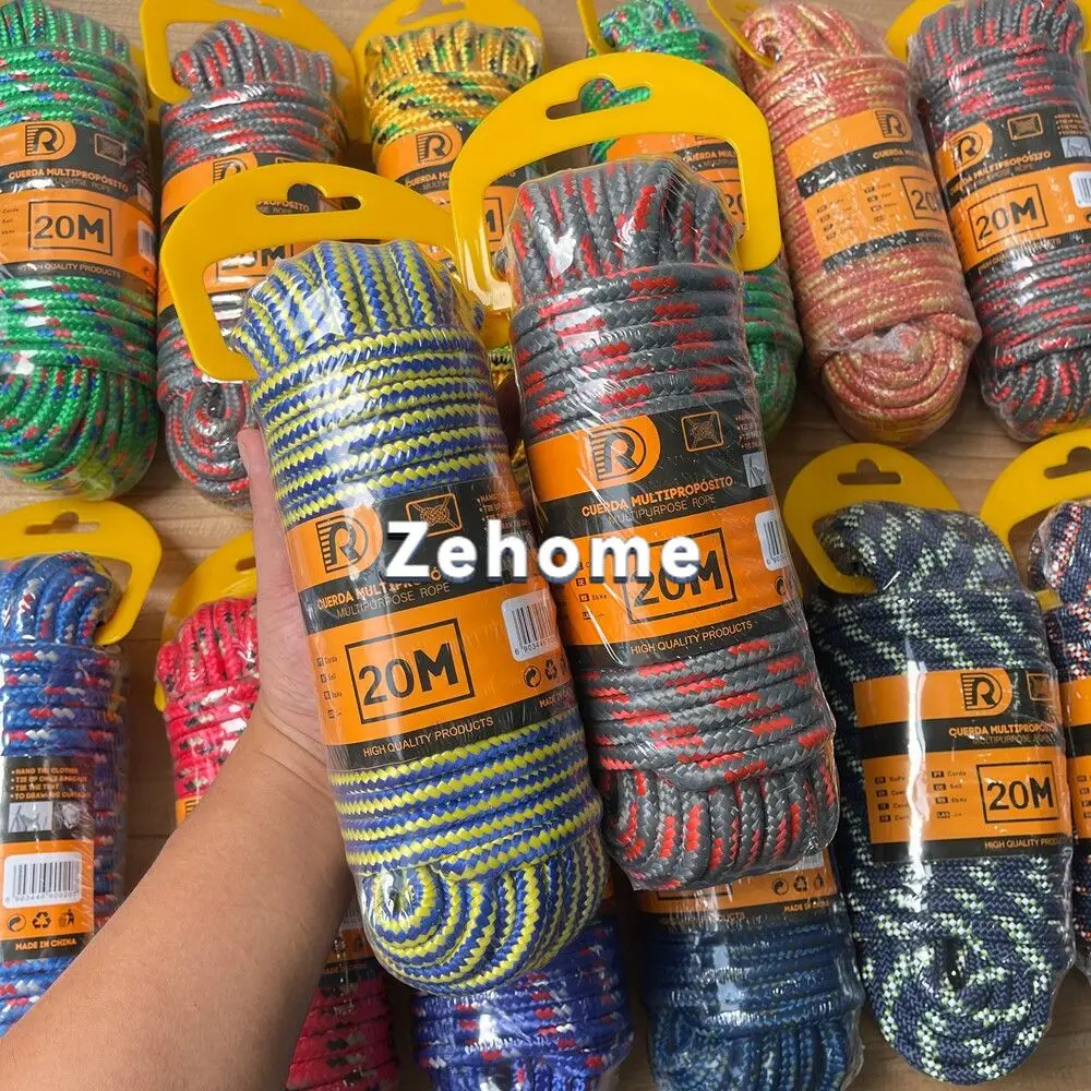 Heavy duty bold PLUS version! 20 meters! US single woven multi-purpose outdoor camping windbreak rope nylon rope clothesline