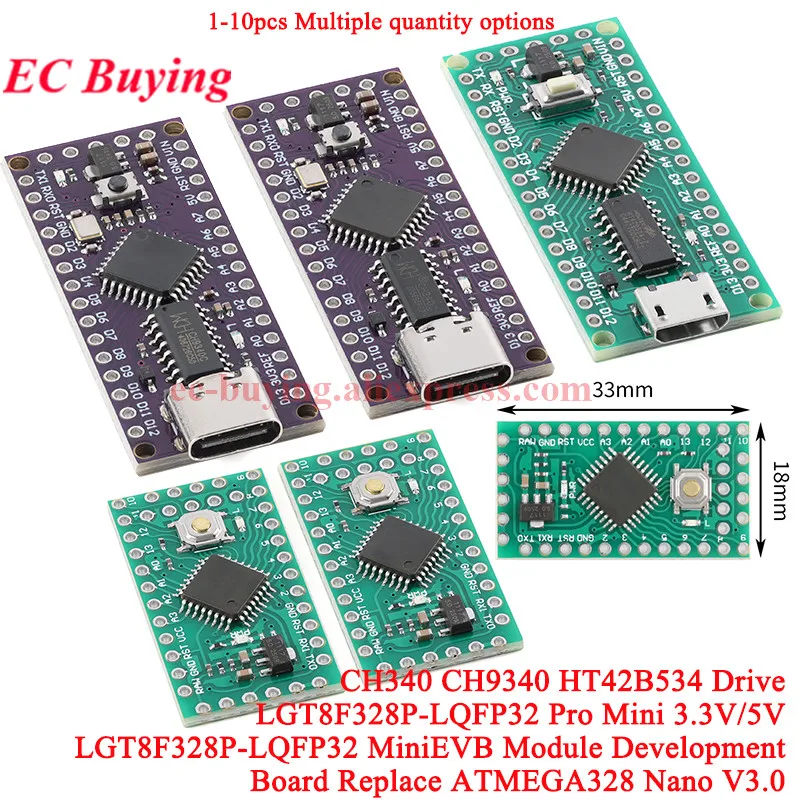 1-10pcs-lgt8f328p-lqfp32-minievb-5v-type-c-micro-usb-compativel-pro-mini-atmega328-nano-v30-ch340-ch9340-ht42b534-para-arduino