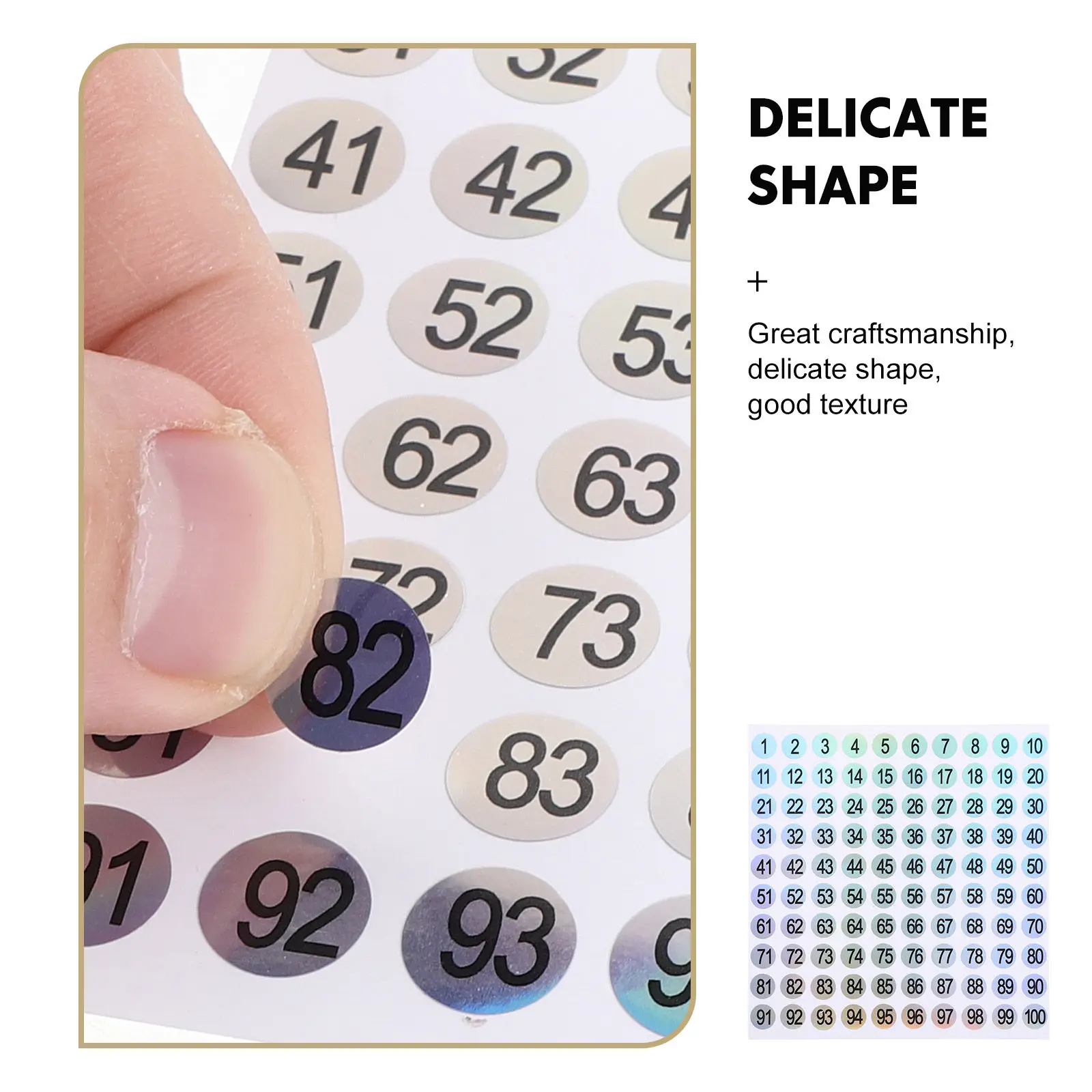 

10 Sheets Circular Number Stickers 1-100 Holographic Reflective Labels For Storage Bins Jars Warehouse Shelving File Folder