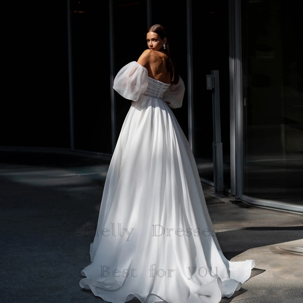 Exquisite Sweetheart Wedding Dresses With Puff Short Sleeves Elegant Lvory Bridal Gown For Woman Tulle 2025 New Vestido De Novia
