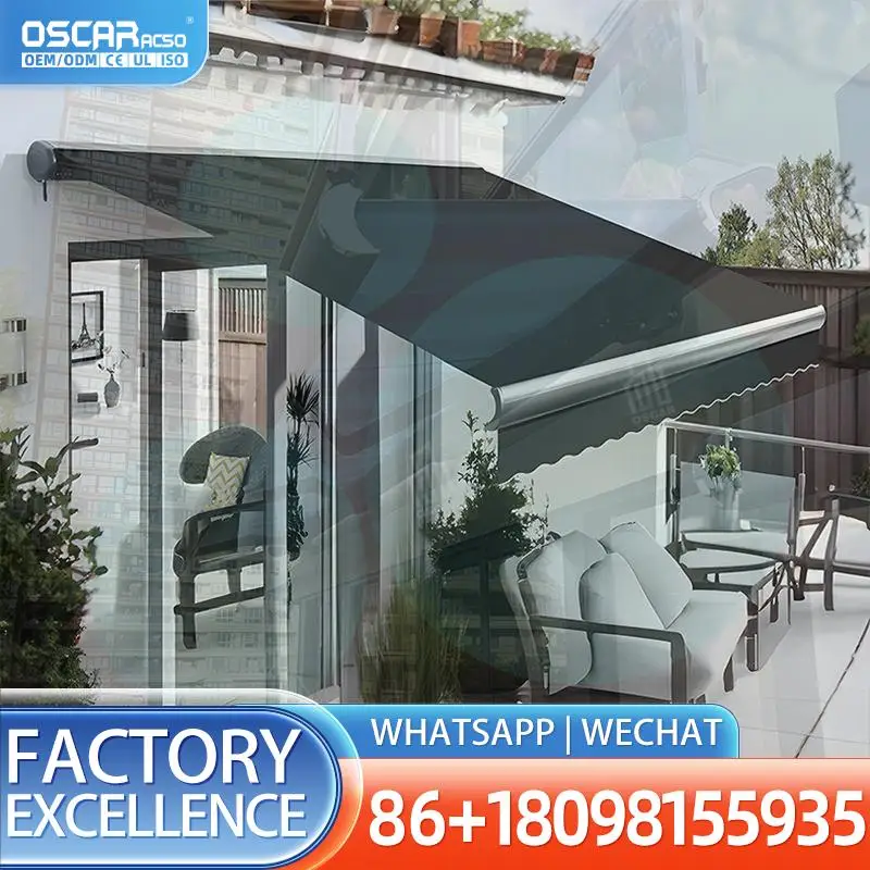 

Алюминиевый складной рычаг, уличный моторизованный выдвижной полный кассетный тент для патио, балкона, террасы, выдвижной тент