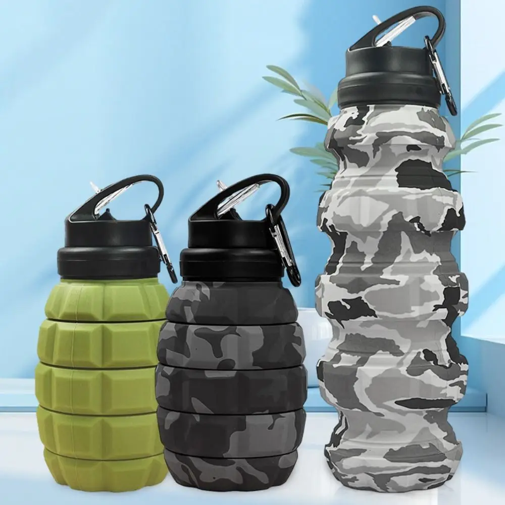 Silicone Retractable Grenade Water Bottle Foldable 580ML Sports Water Bottle High Temperature Resistant Collapsible Drinking Cup