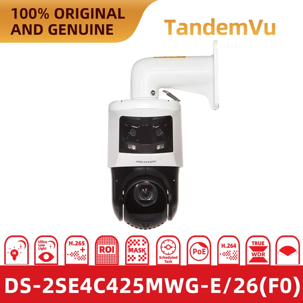 Hikvision TandemVu Dual Lens PTZ Camera 25X Zoom 6MP Panoramic 4MP Zoom Lens ColorVu Night Vision IP66 Outdoor Surveillance