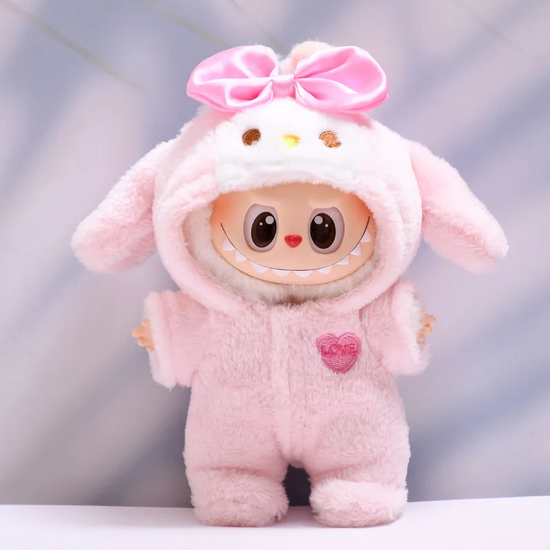 2025 nueva muñeca sin para muñeca Labubu, ropa de muñeca de 17cm, traje de moda con sombrero y zapatos para Labubu II, cultivar fiesta sentada