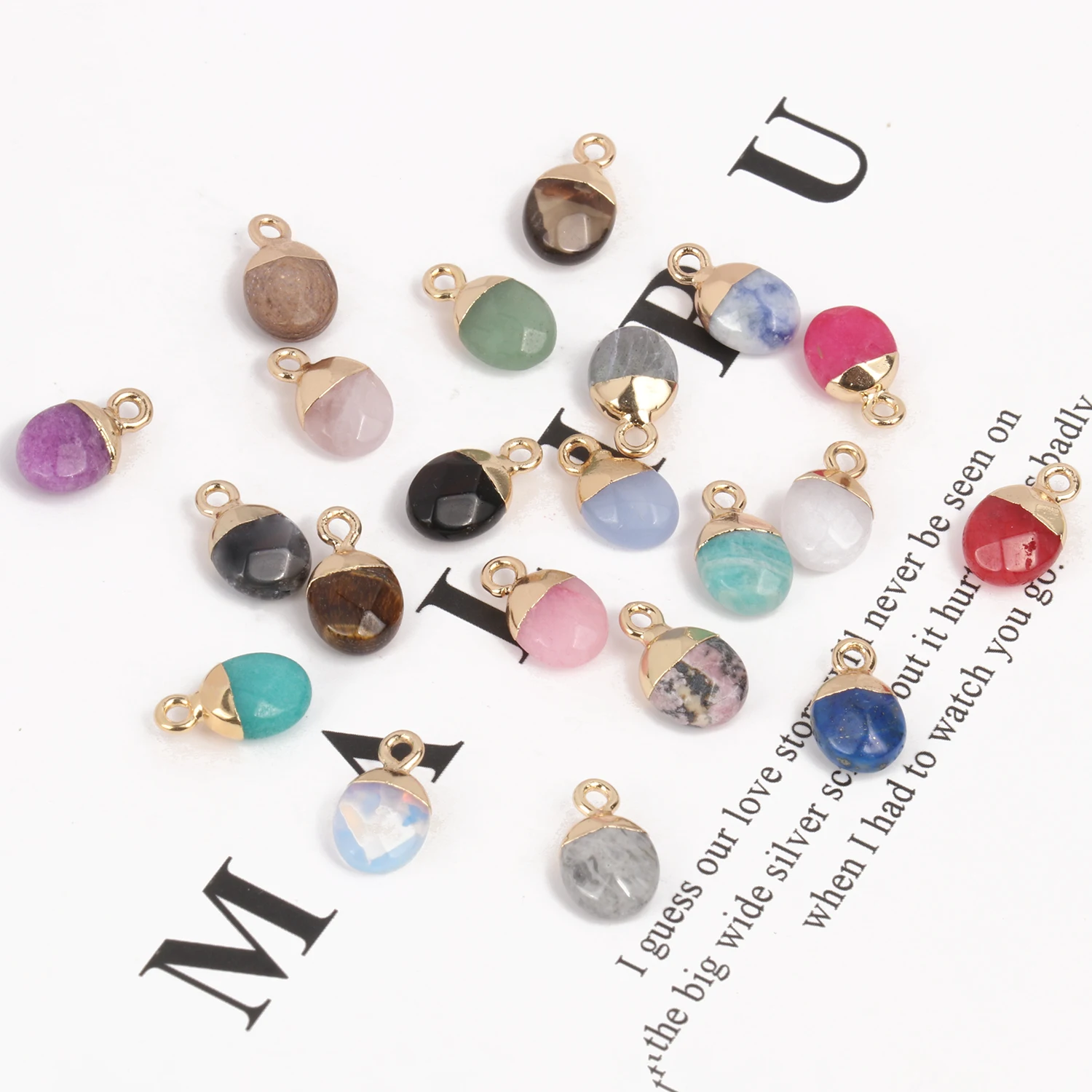 14x8mm Faceted Natural Stone Pendant Agate Jade Quartz Women Charms Jewelry Making For diy Handmade Necklace Accessory Wholesale