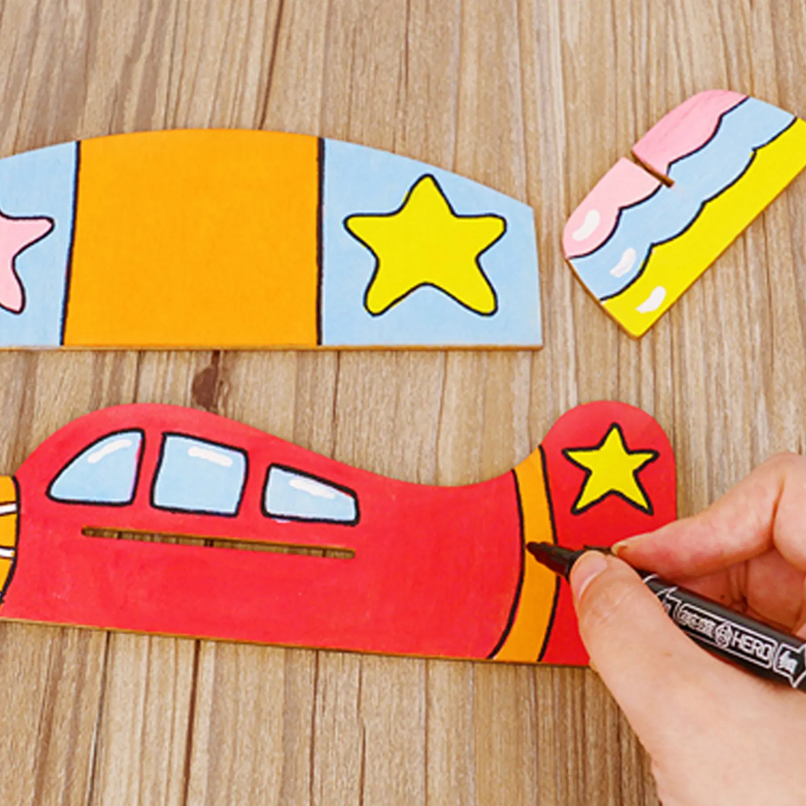 

16Pcs Splicing Airplane Assemble Kids Puzzle Blank Plane Painting DIY Plaything Craft Material Classroom Family Gathering