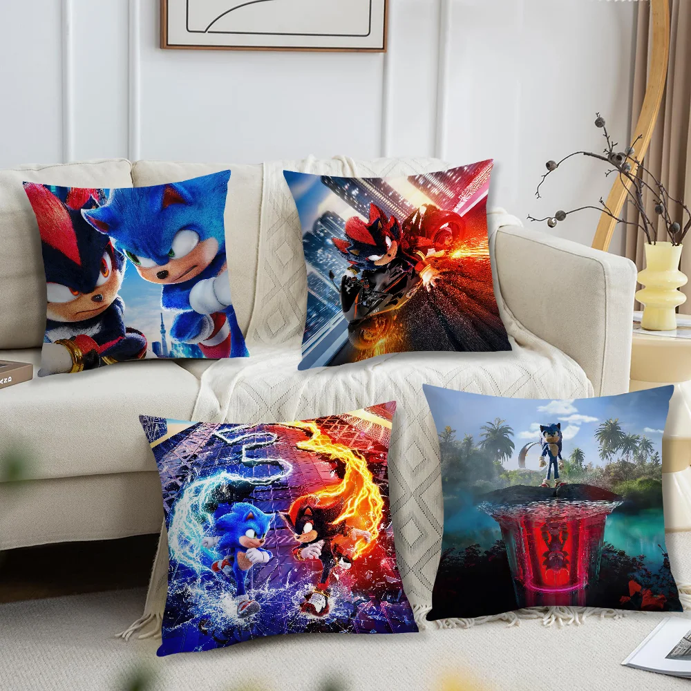 

Movie S-SONIC the Hedgehog 3 Pillow Case Living Room Sofa Cushion Cover Suitable For Home Bedroom Room Decoration