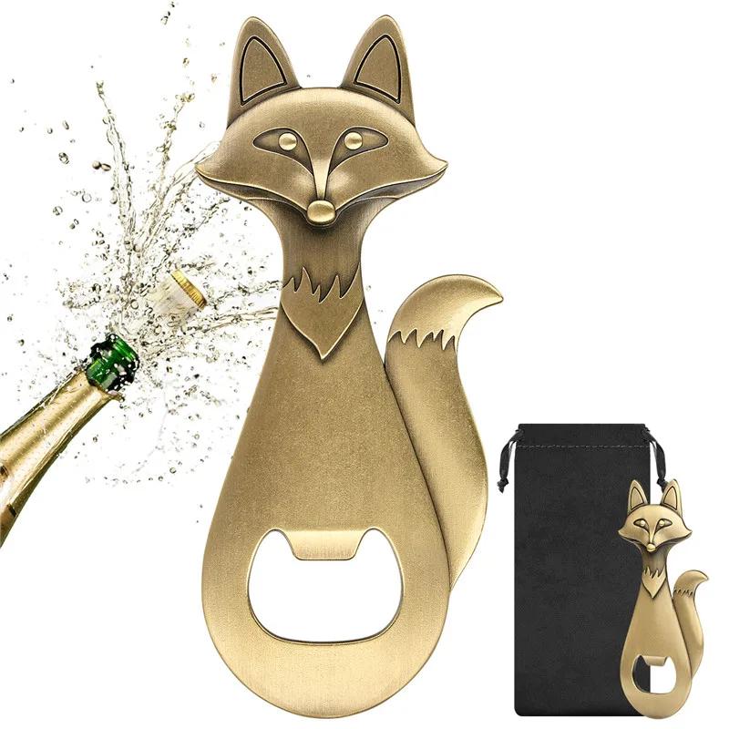 

Portable Fox Design Metal Beer Wine Openers Bottle Can Openers Metal Corkscrew for Kitchen Club Wedding Barware Accessory Gift