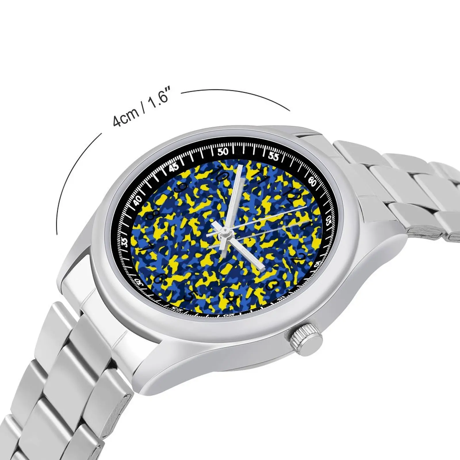 Camo Print Quartz Watch Blue Yellow Camouflage Analog Vintage Wrist Watches Steel Female Spring Design Wristwatch