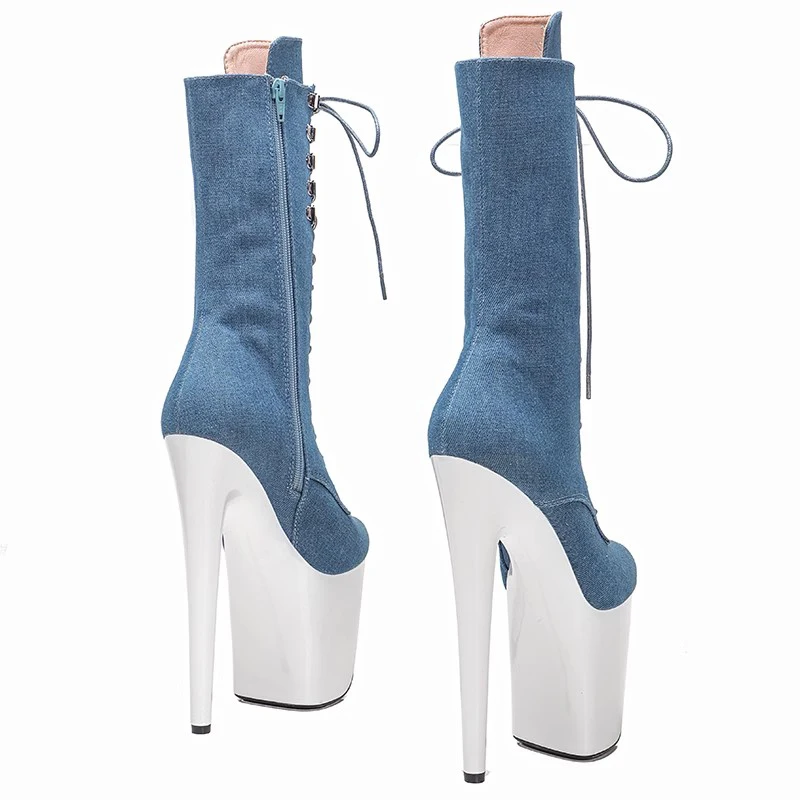 LAIJIANJINXIA New 20CM/8Inch Suede Upper Women's Platform Party High Heels Modern Mid-Calf Boots Pole Dance Shoes 131