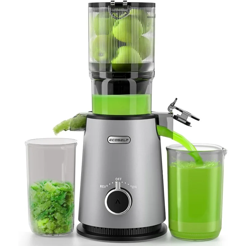 Cold Press Juicer Slow Masticating Juicer Chute Fit Whole Fruits Vegetables Self Feeding for Juice Extractor Machine