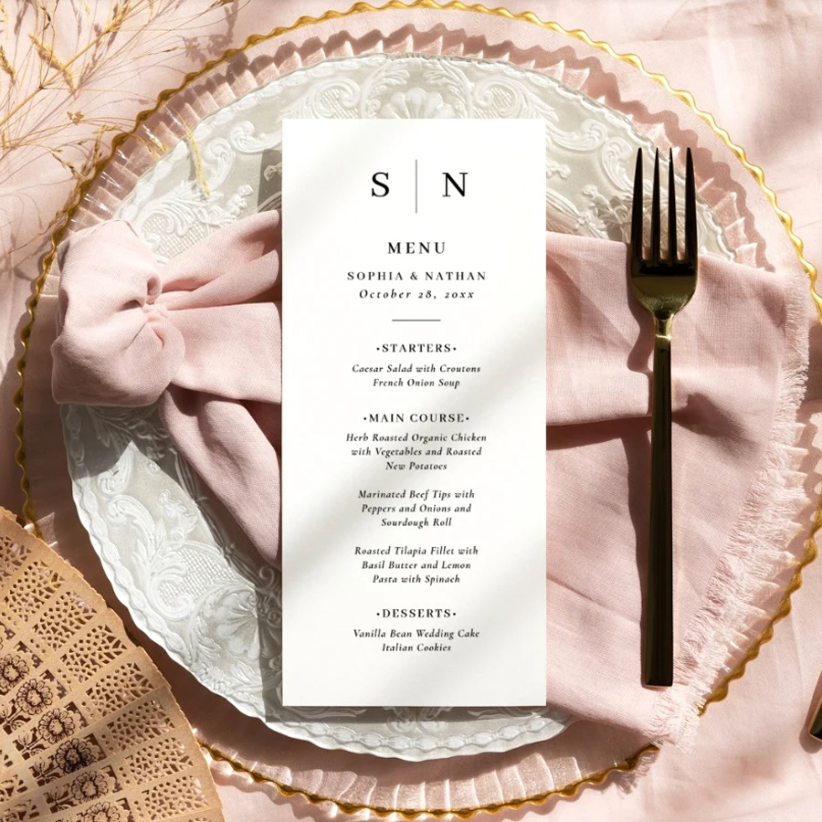 20/30/50 قطعة قائمة الزفاف القابلة للتخصيص الخط البسيط القائمة الزفاف بطاقة شخصية قائمة الزفاف مطعم القائمة #2