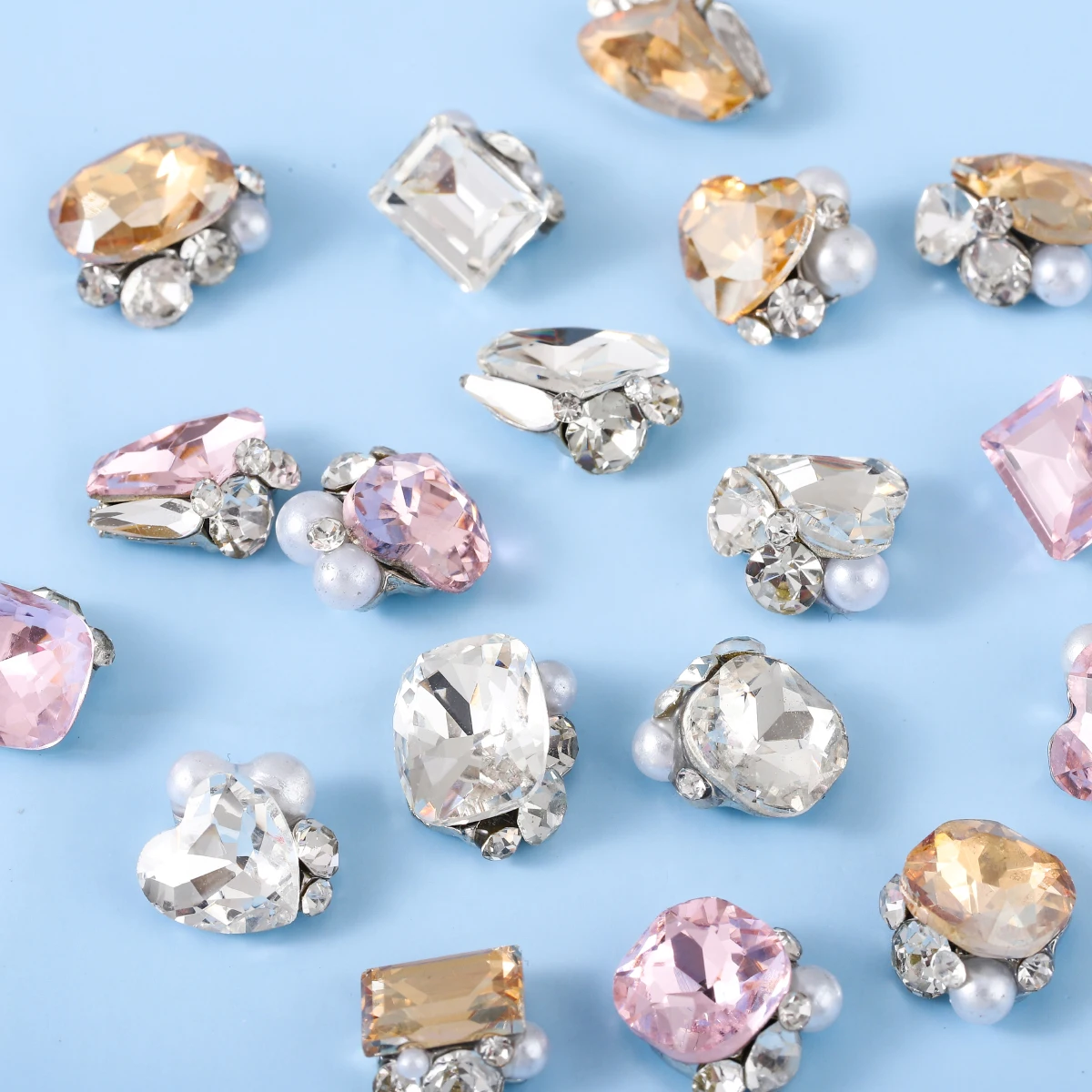 24 uds/6 caja de rejilla aleación diamantes de imitación decoración de uñas japonés ins viento uñas flash pila taladro DIY juego de accesorios para uñas