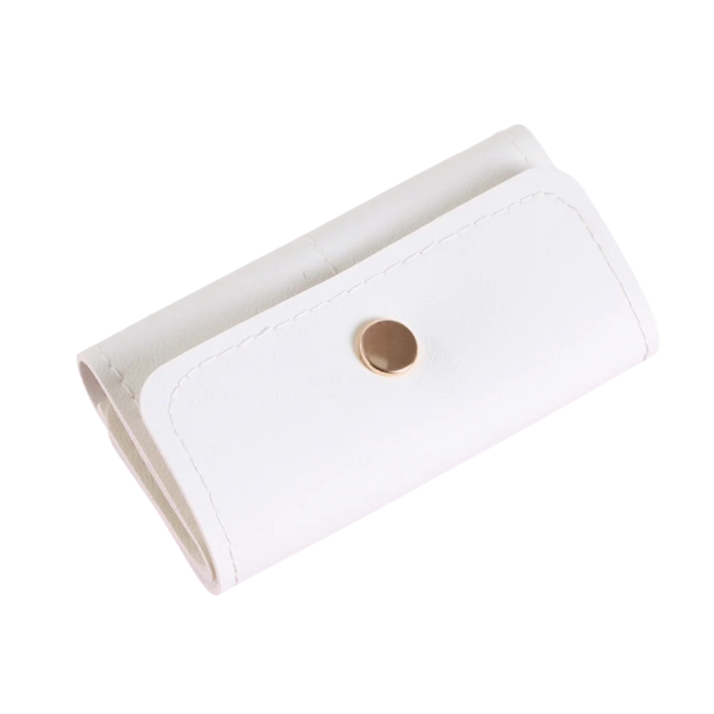 PU Foldable Jewelry Storage Bag 6-Slot Design Compact Portable Jewelry Roll Bag Solid Color Wear-Resistant