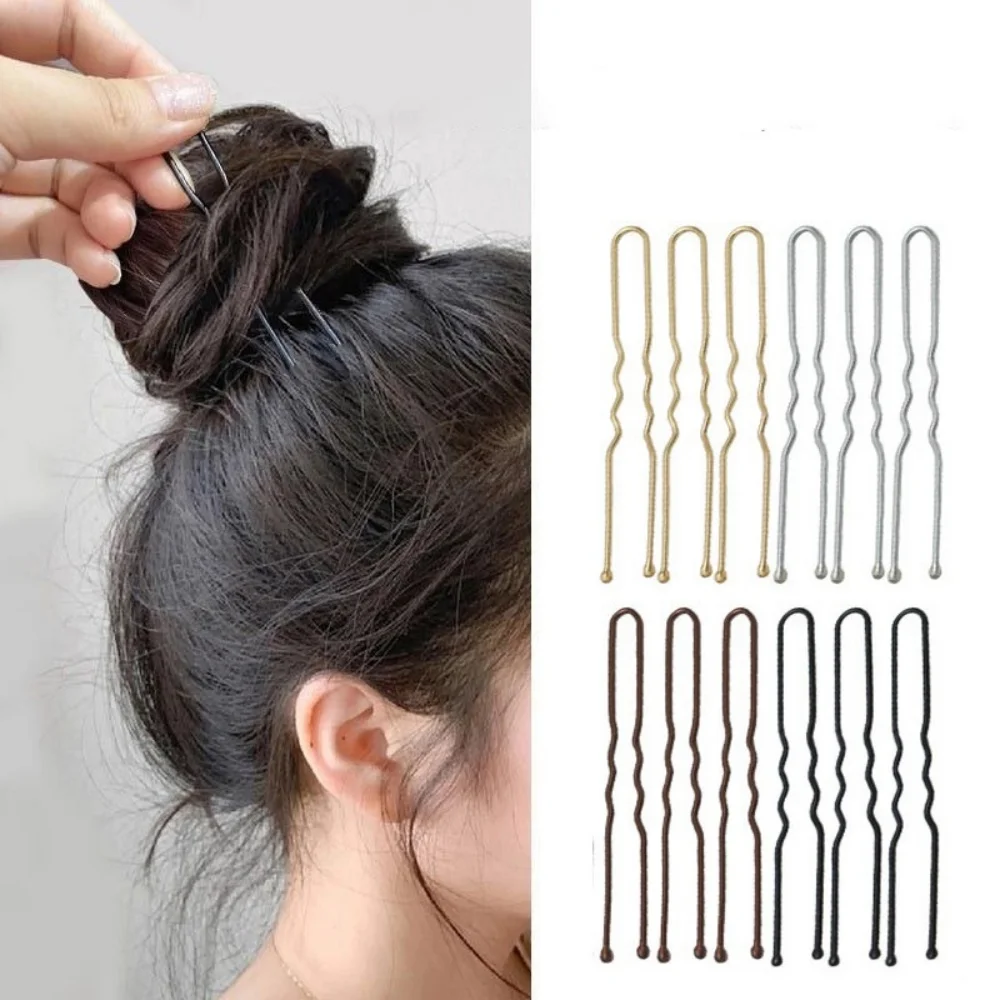 Rhinestone U-Shaped Hair Pins for Women - close-up view
