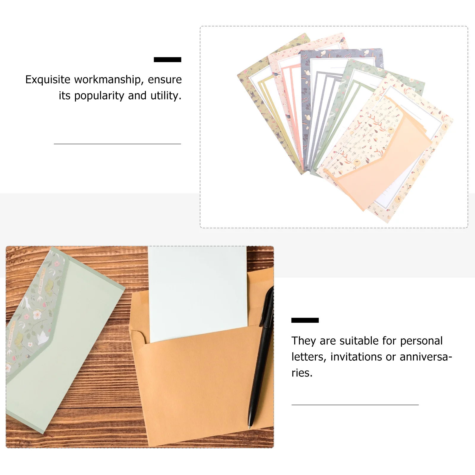 5 Sets Japanese Stationery Floral Letterhead Stylish Paper and Envelopes Kit Writing School Supplies Chic Student