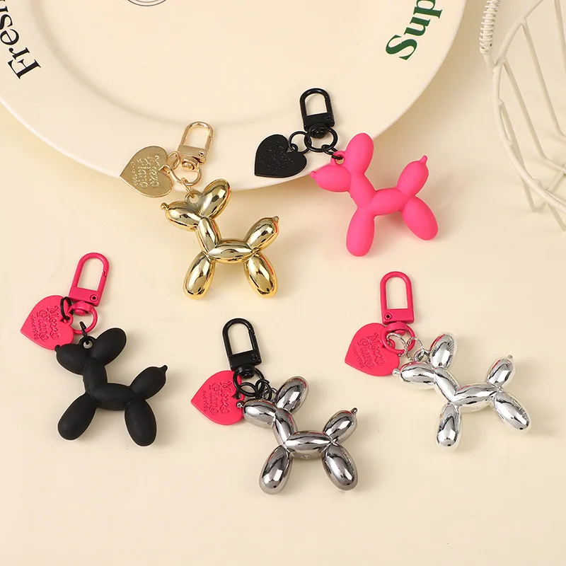 Cartoon Balloon Dog Keychain Car Bag Pendant Key Ring For Women Men Love Heart Key Chains Diy Jewelry Friends Couple Gift