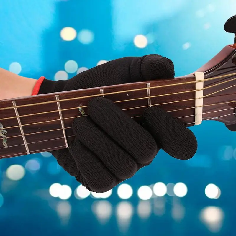 Soft Nylon Left Hand Guitar Glove Bass Glove Practice Fingertips Glove Musical Instrument For Professional Beginner Musicians