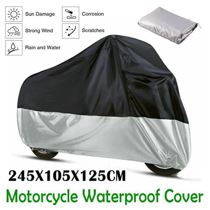 

XXL Heavy Duty Outdoor Waterproof Motorcycle Cover Oxford Dustproof Motorbike Shelter 245X105x125cm