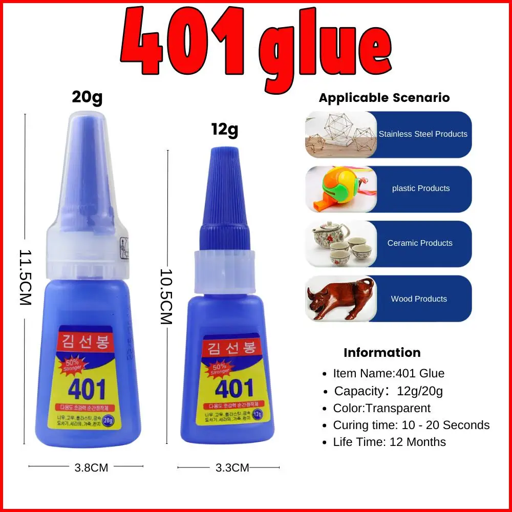 1pc 12/20g Forte Trasparente 401 Colla Morbida Scarpe Manicure Riparazione Accessori In Metallo Plastica Adesivo Multifunzionale Super Colla