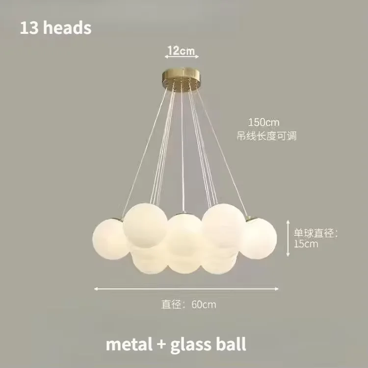 HomeLover Modern White Glass Ball LED Chandelier 4