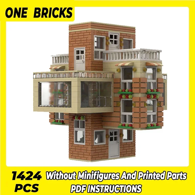 City Street View Model Moc Building Bricks Kongming Lock Crossor House Technology Blocks Gifts Christmas Toys DIY Sets Assembly