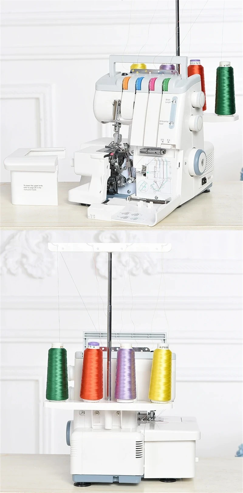 

Household Electric Three-line Four-line Dense Copy Overlock Sewing Machine Overlock Sewing Machine 4-color Threading Guide 744D