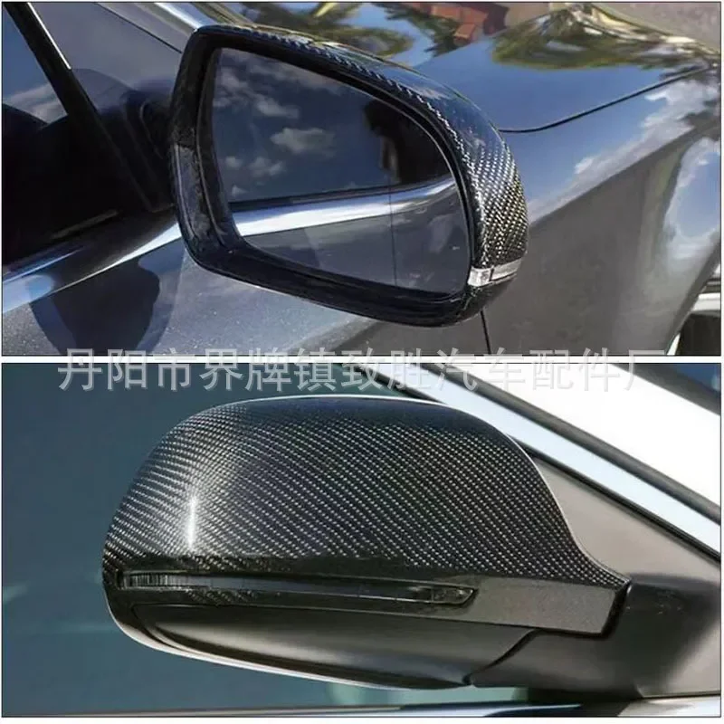 For Audi A4 B8 B8.5 A6 C6 A5 Q3 Carbon Fiber Gloss Black Rear View Mirror Cover Caps Housing