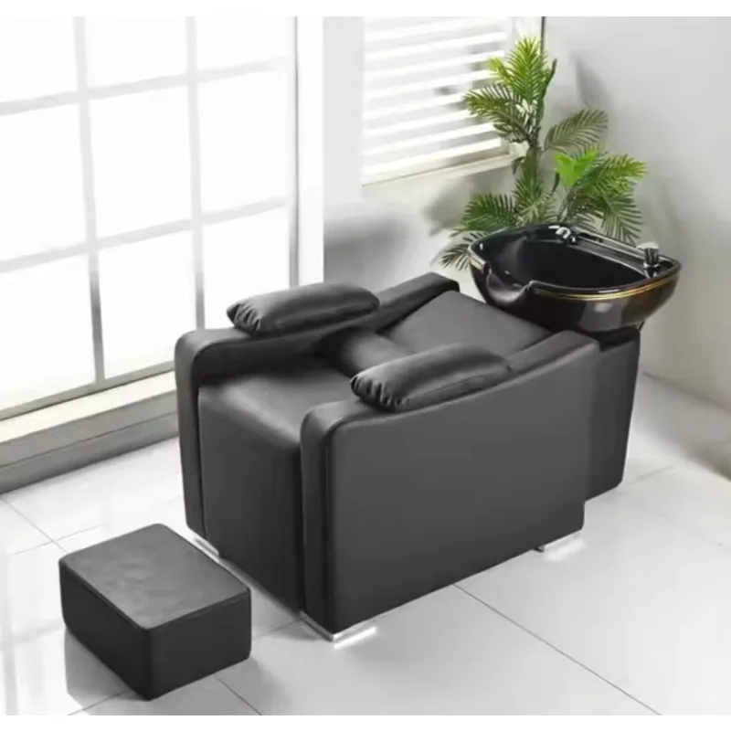 Shampoo Bowls Sink and Chairs Barber Shop Beauty Salon Furniture Shampoo Bed Hair Washing Shampoo Chair