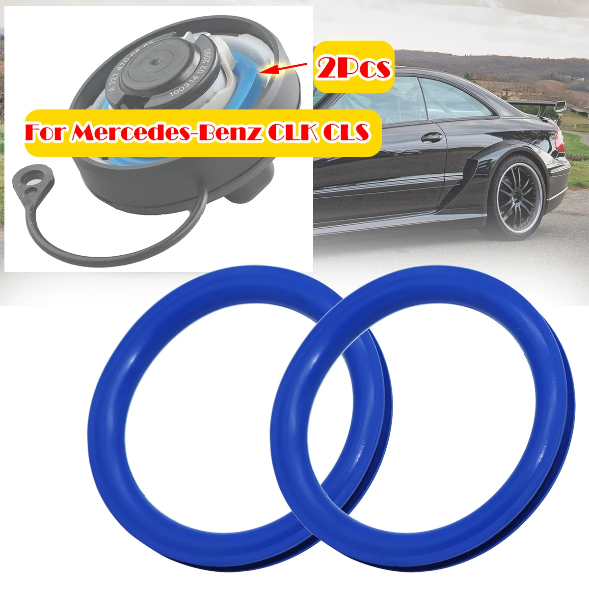 2pc Gas Cap Fuel Seal For Mercedes-Benz CLK C209 A209 CLS C218 Filler Tank Cover Neck Repair O-ring Rubber Gasket Washer V Shape